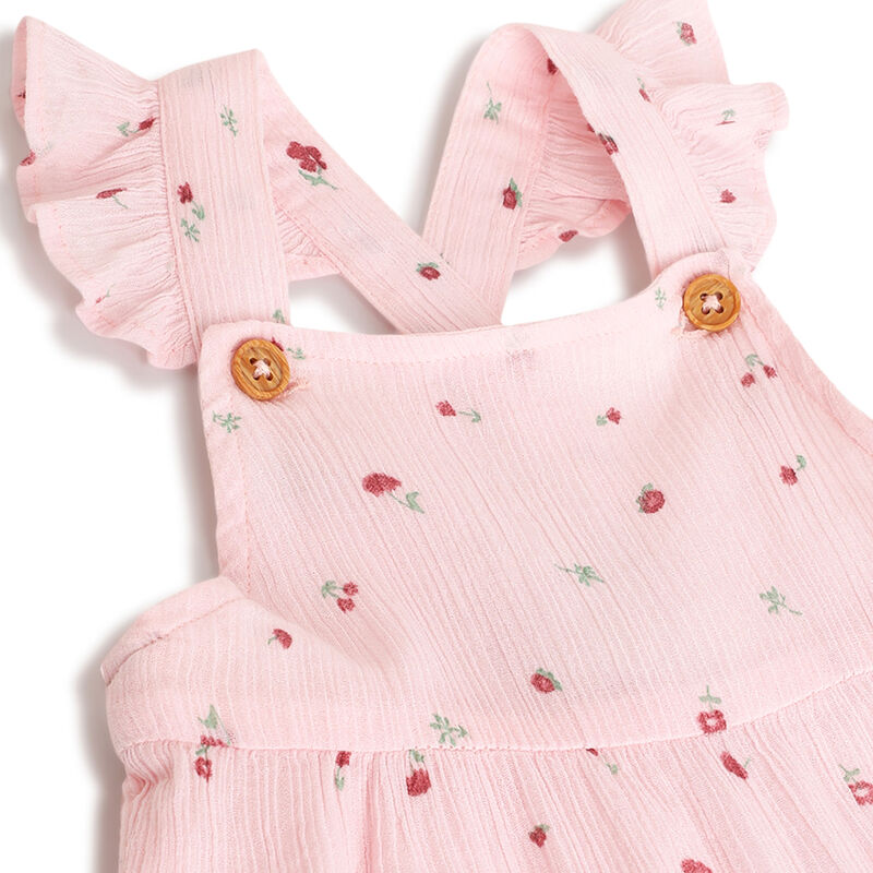 Girls Pink Printed Long Dungaree image number 2